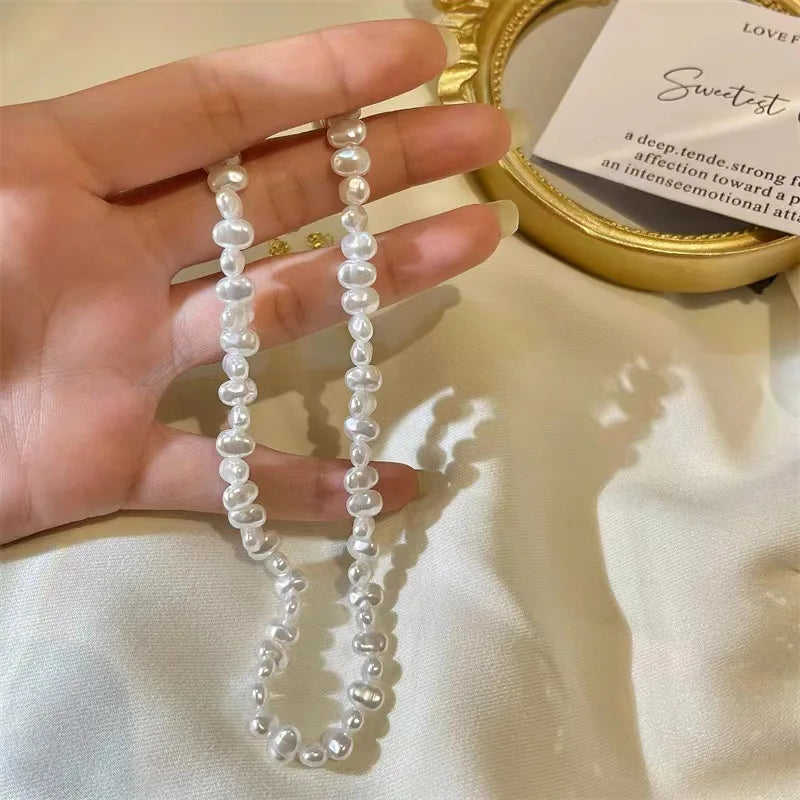 Baroque Pearl Necklace for Women Simple Fashion Collarbone Chain White Choker Necklaces Designer Wedding Jewelry Wholesale