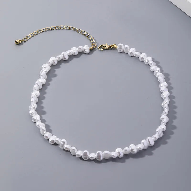 Baroque Pearl Necklace for Women Simple Fashion Collarbone Chain White Choker Necklaces Designer Wedding Jewelry Wholesale