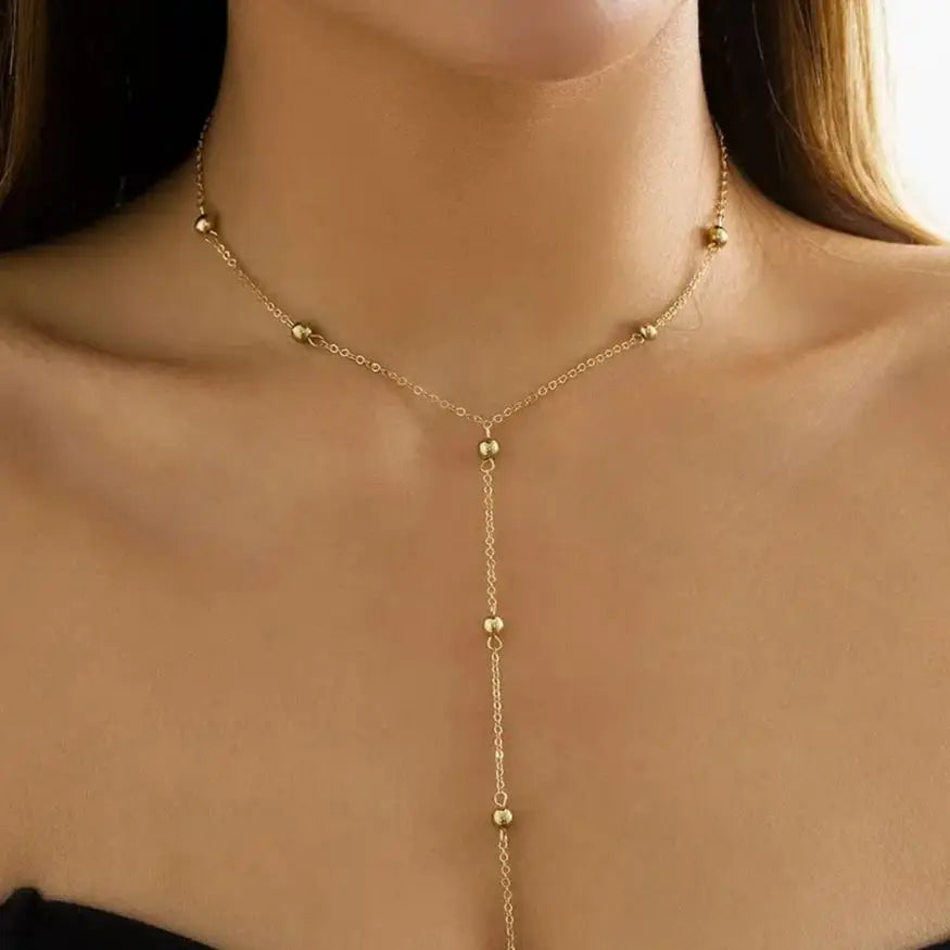 Sexy Elegant Long Tassel Chokers Necklace for Women Temperament Geometry Gold Color Thin Chain Banquet Neck Jewelry Accessories