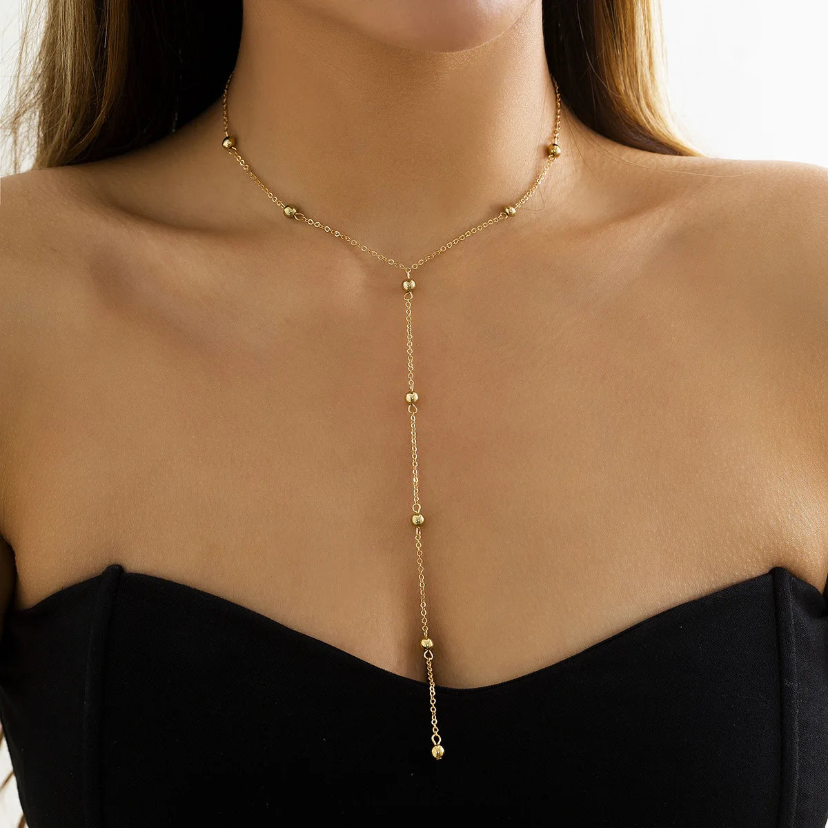 Sexy Elegant Long Tassel Chokers Necklace for Women Temperament Geometry Gold Color Thin Chain Banquet Neck Jewelry Accessories