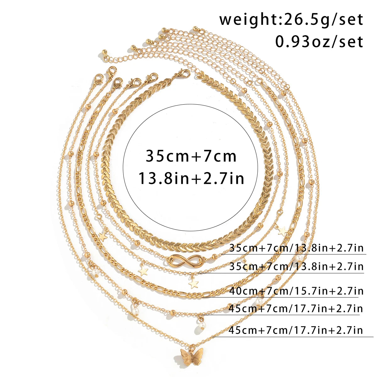 6Pcs/Set Vintage Imitation Pearl Butterfly Pendant Choker Necklace Women Multilayer Thin Link Choker Aesthetic Wed Y2K Jewelry