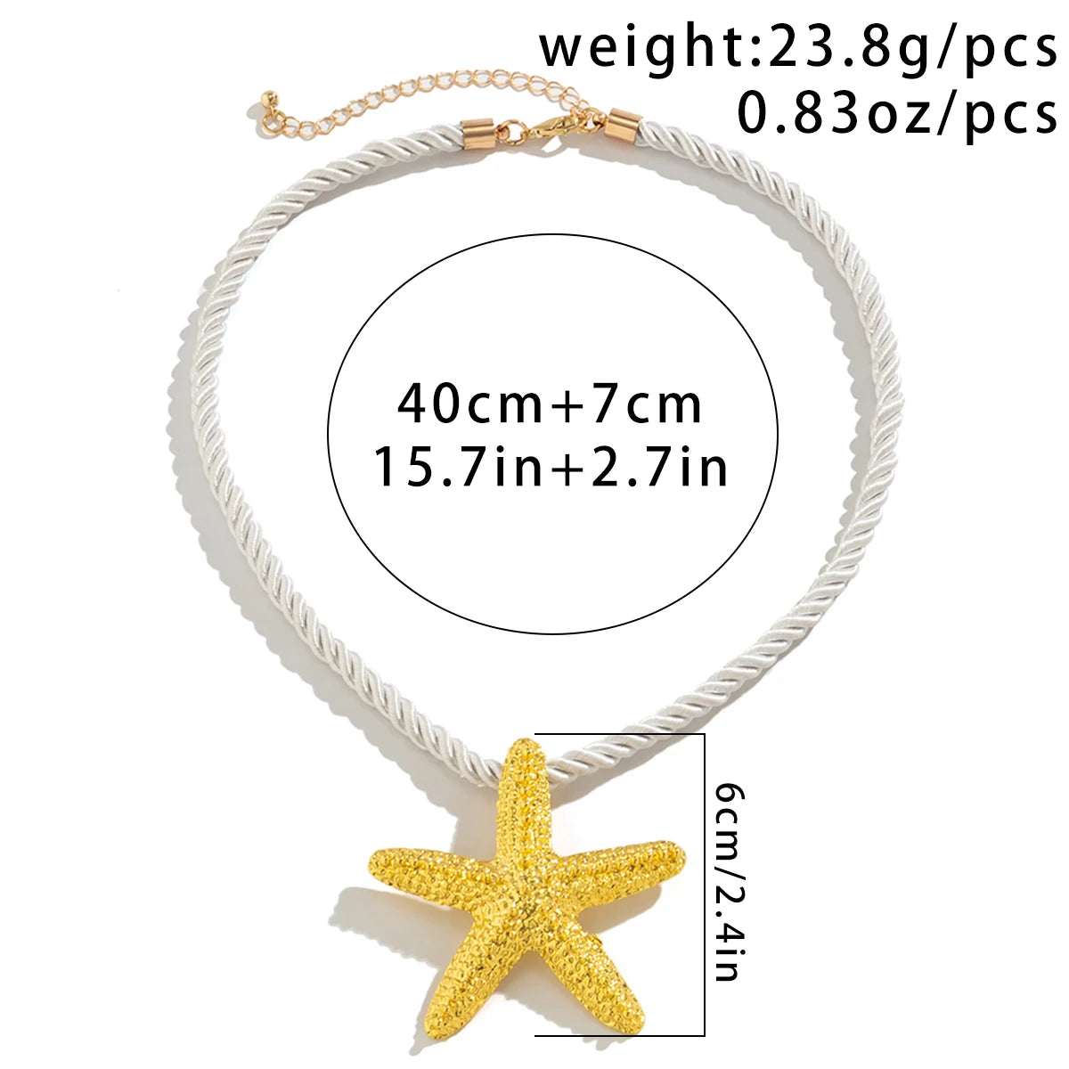 Beach Ocean Style Gold Color Big Starfish Pendant Necklace for Women Exaggerated Star Thick Rope Chain Chokers Party Jewelry New