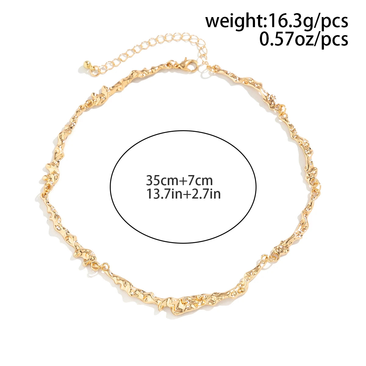 Ingemark Simple Irregular Bone Chain Necklace for Women 2024 Trend Goth Metal Choker Aesthetic Jewelry Accessories Steampunk Men