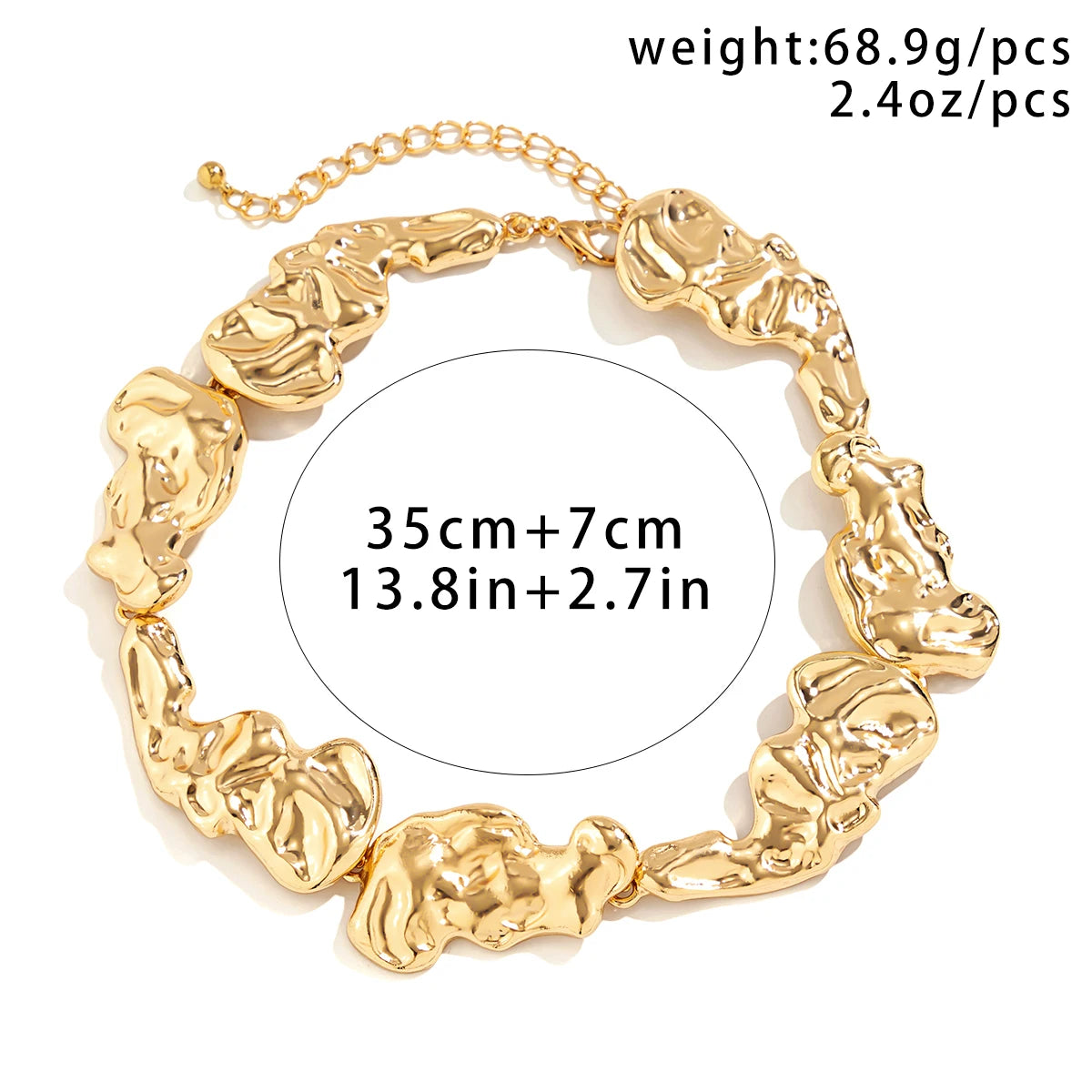 Exaggerated Gold Color Heavy Metal Short Chokers Necklaces for Women Elegant Luxury Irregular Neck Chain Wed Jewelry Accessories