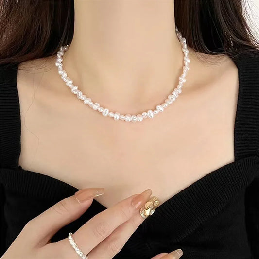 Baroque Pearl Necklace for Women Simple Fashion Collarbone Chain White Choker Necklaces Designer Wedding Jewelry Wholesale